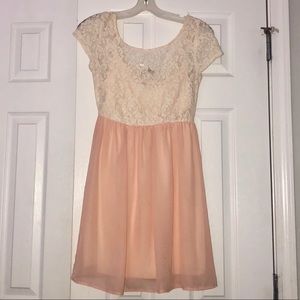 Lace top,pink bottom dress!!